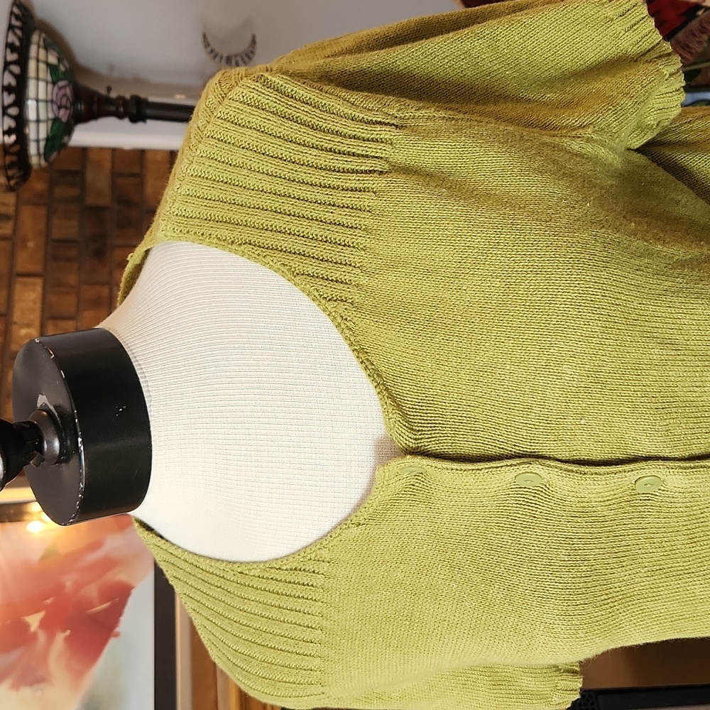Christopher & Banks green short sleeve cardigan size XL button front Fall Autumn